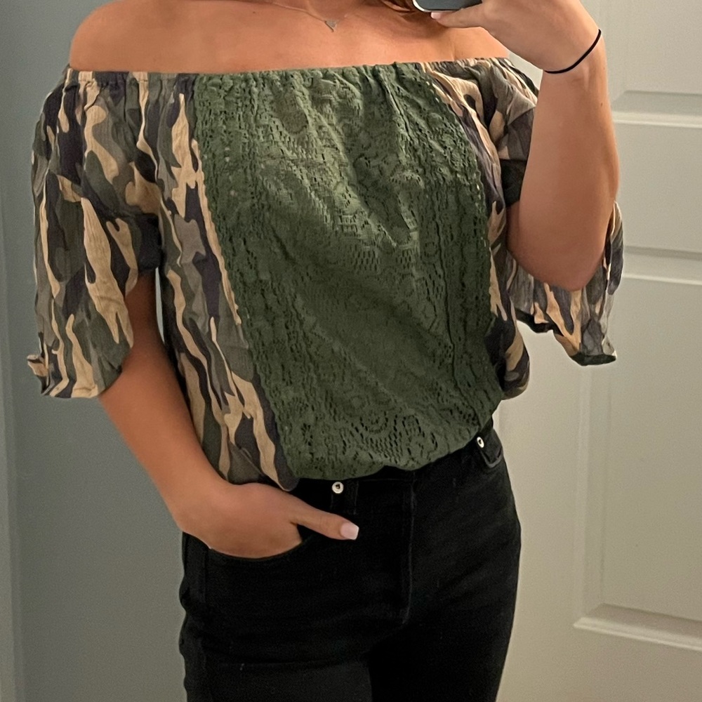 Muche Muchette Camouflage Off Shoulder Top
